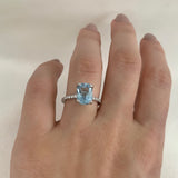 Cushion Aquamarine Halo Ring