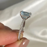 Cushion Aquamarine Halo Ring
