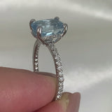 Cushion Aquamarine Halo Ring