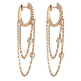 Diamond Huggie Earrings with two floating diamonds in 18K solid gold