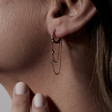 Diamond Huggie Earrings with two floating diamonds in 18K solid gold