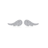 Mini Wing diamond Earrings to wear in first or second piercing. 18k Solid Gold