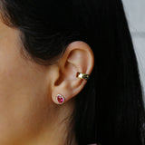 18K Solid yellow Gold thick cuff. Slides on, no piercing needed.