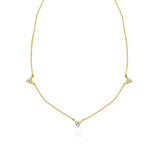 A classic must-have to complement any look, this diamond 18k gold necklace features 9 diamond droplets in an elegant set up to add a delicate shine to your "décolleté". Wear it alone or layered! Available to order in rose, white and yellow gold with an adjustable chain at 14 & 16 inches. 