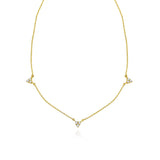 A classic must-have to complement any look, this diamond 18k gold necklace features 9 diamond droplets in an elegant set up to add a delicate shine to your "décolleté". Wear it alone or layered! Available to order in rose, white and yellow gold with an adjustable chain at 14 & 16 inches.
