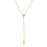 Simple trio dangling chain necklace with 4 round Diamonds and 18K Yellow Solid Gold. Perfect for Layering