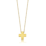 18K Pure Gold (5g). Made to resemble the swiss cross, this delicate pendant can be worn by adults and children and makes the perfect gift that defies the test of time. Available to order in Rose, White and Yellow gold. Chain is adjustable to 16, 18 and 20in (40, 45 and 50 cm), refer to the size guide for reference. Engraving of the letter of your choice is complimentary!