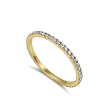 18k Pure Gold and ~0.36ct Diamonds.  Very elegant 1mm thin Eternity Diamond Ring - Available in White, Rose & Yellow gold. Wear it alone or stacked.. It is small and delicate but its shine is unmissable.