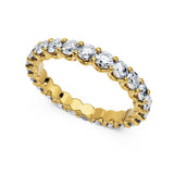 18k Pure Gold (3.5g) & ~2.5carats of Diamonds (varies based on ring size). Eternity Diamond Ring with round diamonds set in a scalloped design