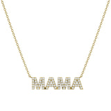 Specifications: 18K Solid Gold (2.5g), 0.18 carats of Diamonds. Wear it with pride, you are a MAMA! This is a perfect gift for a power mom. A diamond pavé necklace set in 18K gold on an adjustable chain (14, 16 & 18 inches - Refer to Size guide). Available to order in rose, white and yellow gold.