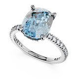 Specifications: 18k Pure Gold & ~3carats of Aquamarine  A special ring that cannot go unnoticed with a 3-carat cushion-cut aquamarine and a gorgeous hidden diamond halo! Don't hesitate to get in touch with us to customise the shape of the stone.  Available in 18K white, rose & yellow gold. Wear it alone or stacked with an eternity ring. Band width ~1.8mm.
