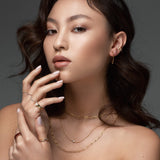 Double row Diamond Ear Cuff with 18K Yellow solid Gold. No piercing needed.