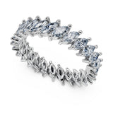 18k Pure Gold (3.5g) & ~2 carats of Marquise Diamonds (varies based on ring size). Eternity Diamond Ring with slanted marquise diamonds setting making this ring a gorgeous statement piece or a unique wedding band! Available in 18K white, rose & yellow gold.