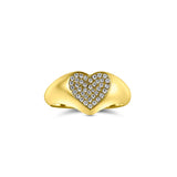 Diamond Pave Signet pinky Ring in 18k Yellow Gold