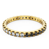 Specifications: 18k Pure Gold (2.5g) & 0.4 carats White Diamonds and 0.44 Black diamonds (varies based on ring size). Width: 1.8mm.  A playful eternity ring that gives you the chance to switch looks and play around with the colors. Available in 18K white, rose & yellow gold.