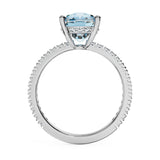 Specifications: 18k Pure Gold & ~3carats of Aquamarine  A special ring that cannot go unnoticed with a 3-carat cushion-cut aquamarine and a gorgeous hidden diamond halo! Don't hesitate to get in touch with us to customise the shape of the stone.  Available in 18K white, rose & yellow gold. Wear it alone or stacked with an eternity ring. Band width ~1.8mm.