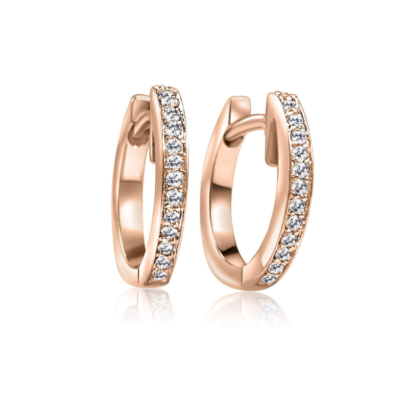 Diamond Huggie Earrings with 18K Rose solid gold