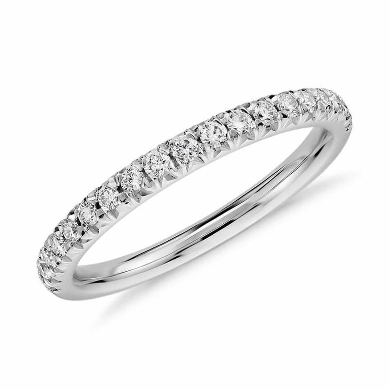 Half Pavé Diamond Ring in 18k solid white gold