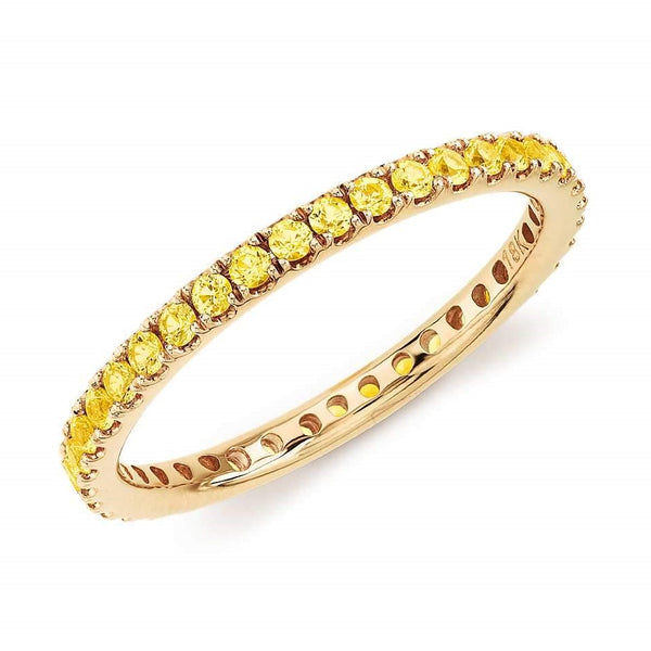 18K gold band of yellow sapphire stones perfect for stacking. 3/4 band with ~2mm width.  Available in yellow, rose and white gold.