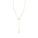Simple trio dangling chain necklace with 4 round Diamonds and 18K Yellow Solid Gold. Perfect for Layering
