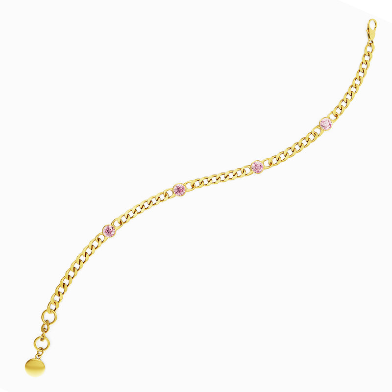 Chunky Chain Bracelet with 4 Gemstones