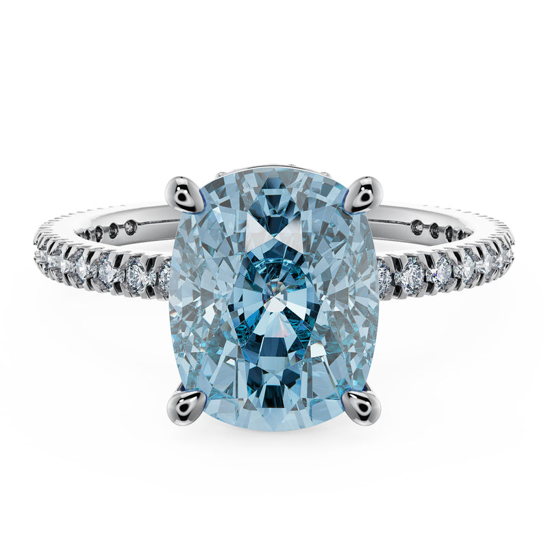 Cushion Aquamarine Diamond Halo Ring BAHIA Fine Jewellery