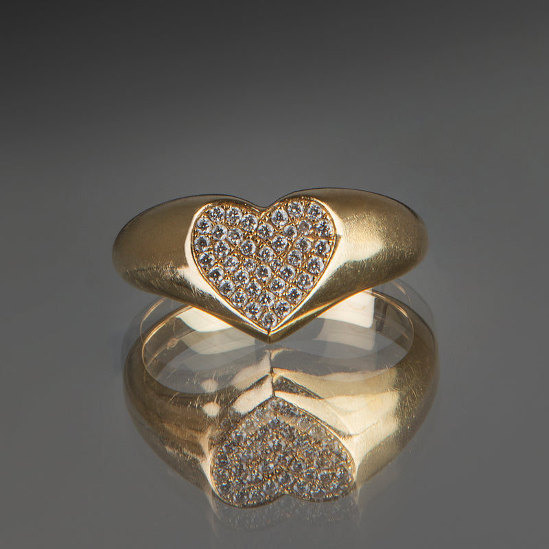 Phillips House Affair Diamond Pavé Signet Ring in Yellow Gold | R1715DY |  Borsheims