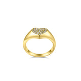 Diamond Pave Signet pinky Ring in 18k Yellow Gold