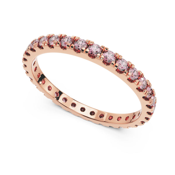 18K solid gold ring of Pink Sapphire stones perfect for stacking