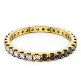 Specifications: 18k Pure Gold (2.5g) & 0.4 carats White Diamonds and 0.44 Black diamonds (varies based on ring size). Width: 1.8mm.  A playful eternity ring that gives you the chance to switch looks and play around with the colors. Available in 18K white, rose & yellow gold. 
