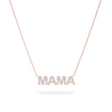Specifications: 18K Solid Gold (2.5g), 0.18 carats of Diamonds. Wear it with pride, you are a MAMA! This is a perfect gift for a power mom. A diamond pavé necklace set in 18K gold on an adjustable chain (14, 16 & 18 inches - Refer to Size guide). Available to order in rose, white and yellow gold.